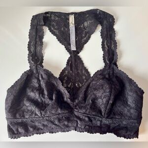 Free People Women's Black Lace Bralette Racerback Bralette Size L NWOT